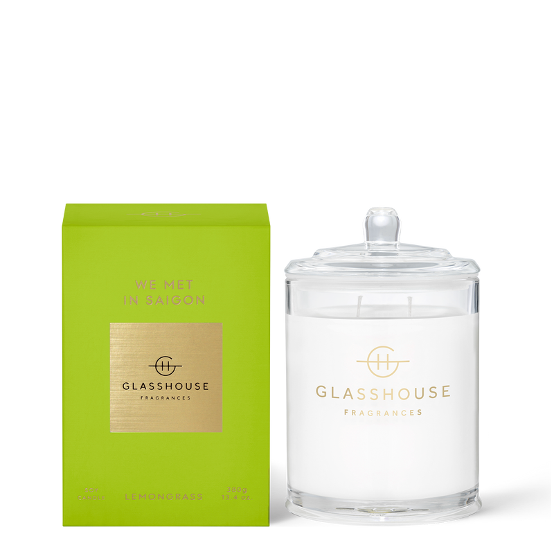 Glasshouse We Met in Saigon - Lemongrass Triple Scented Soy Candle Front