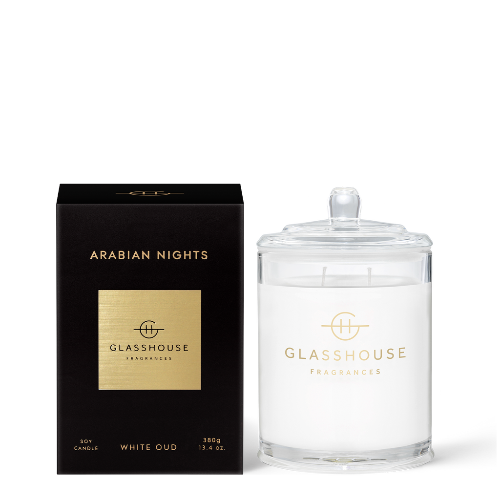Glasshouse Arabian Nights - White Oud 380g Triple Scented Soy Candle Front